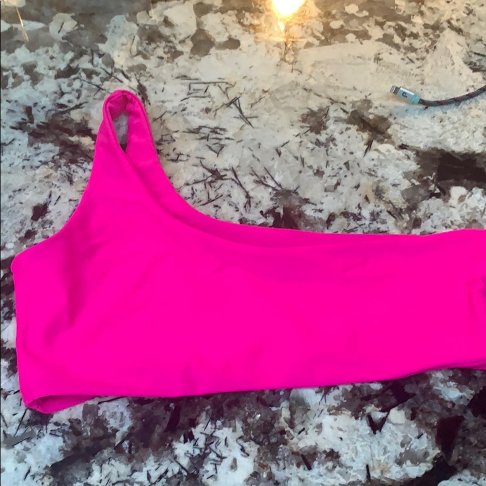 Hot pink one sleeve bathing suit top!